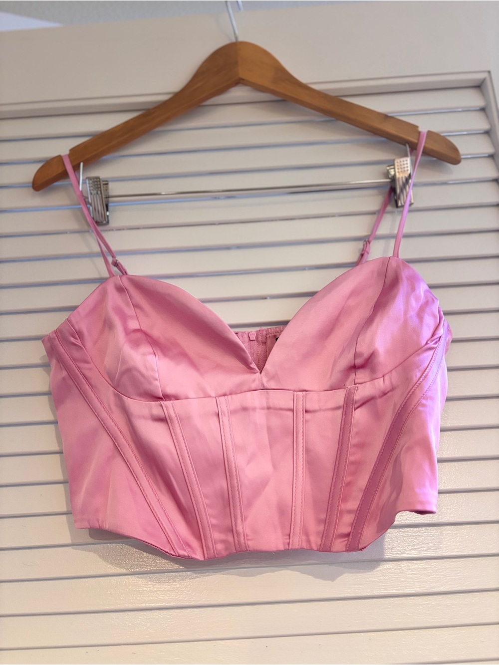 Dynamite Pink Satin Corset-Style Camisole